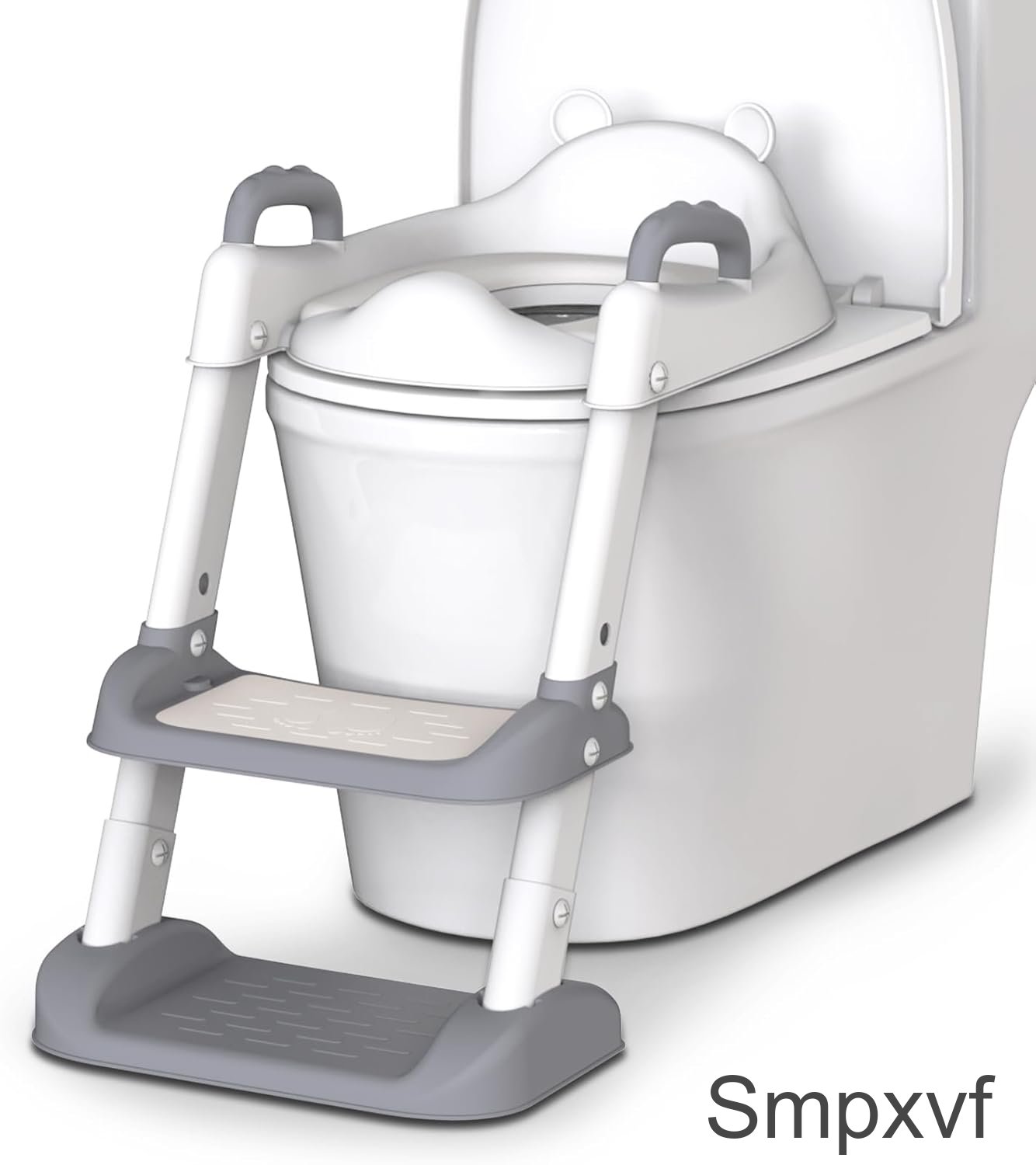 Smpxvf Potty Training Seat with Step Stool Ladder for Toddlers, Adjustable Kids Toilet Seat with Splash Guard, Anti-Slip Pads & Safety Handles, Comfortable Potty Chair for Boys & Girls (Grey)